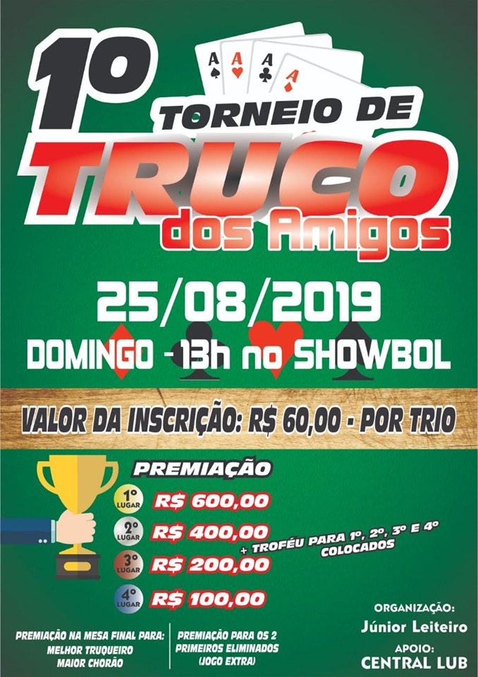 Inscrições abertas para segunda edição do Torneio de Truco Cego