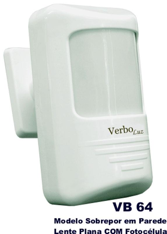 VB64 Sensor de Presença de Sobrepor Parede, Lente Plana, Com Fotocélula Bivolt
