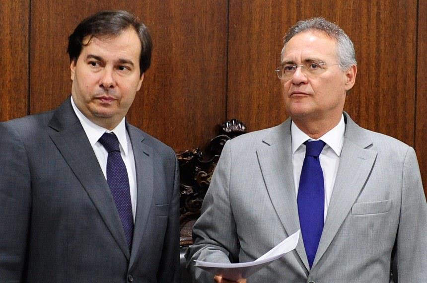 Congresso: Rodrigo Maia e Renan Calheiros juram fidelidade à agenda Bolsonaro