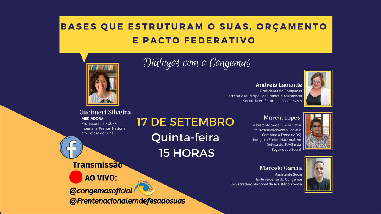 LIVE: BASES QUE ESTRUTURAM O SUAS, ORÇAMENTO E PACTO FEDERATIVO