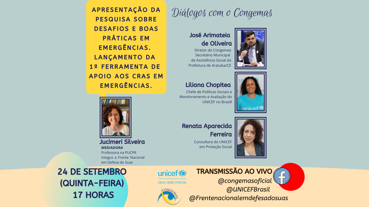 Diálogos Congemas recebe UNICEF Brasil (24/09)