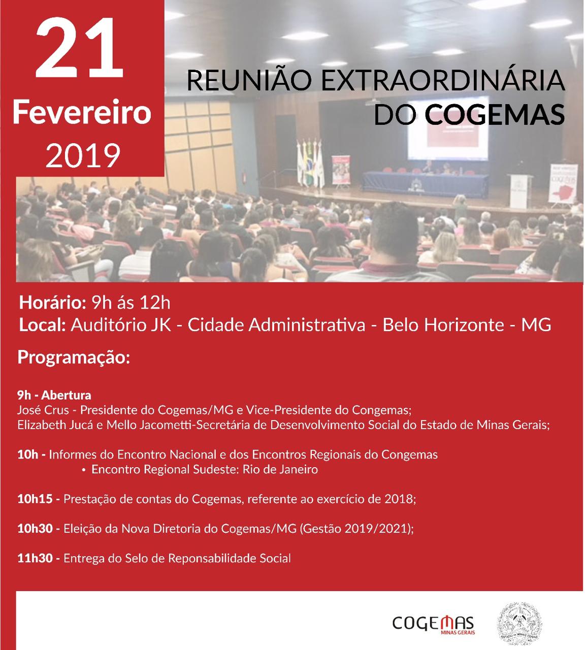 Reunião Extraordinária COGEMAS/MG.