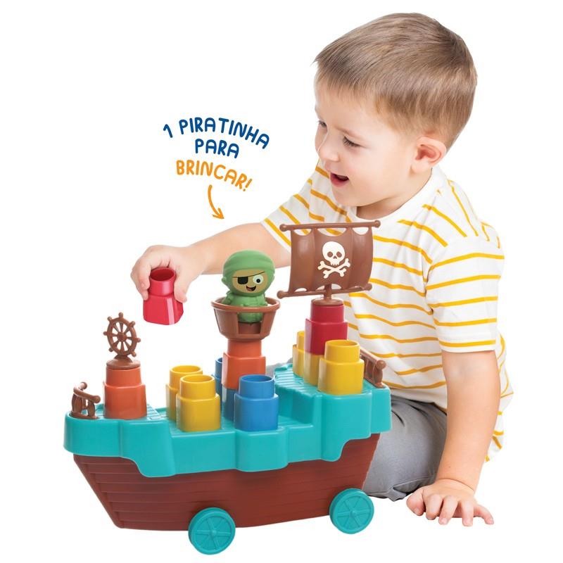 Sacolão Fofo Blocos Barco Pirata - 52Peças Sacolão Fofo Blocos Barco Pirata - 52Peças