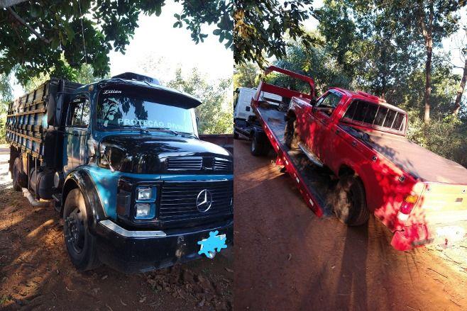 Derf recupera caminhonete e caminhão em Barra do Garças com sinais de adulteração