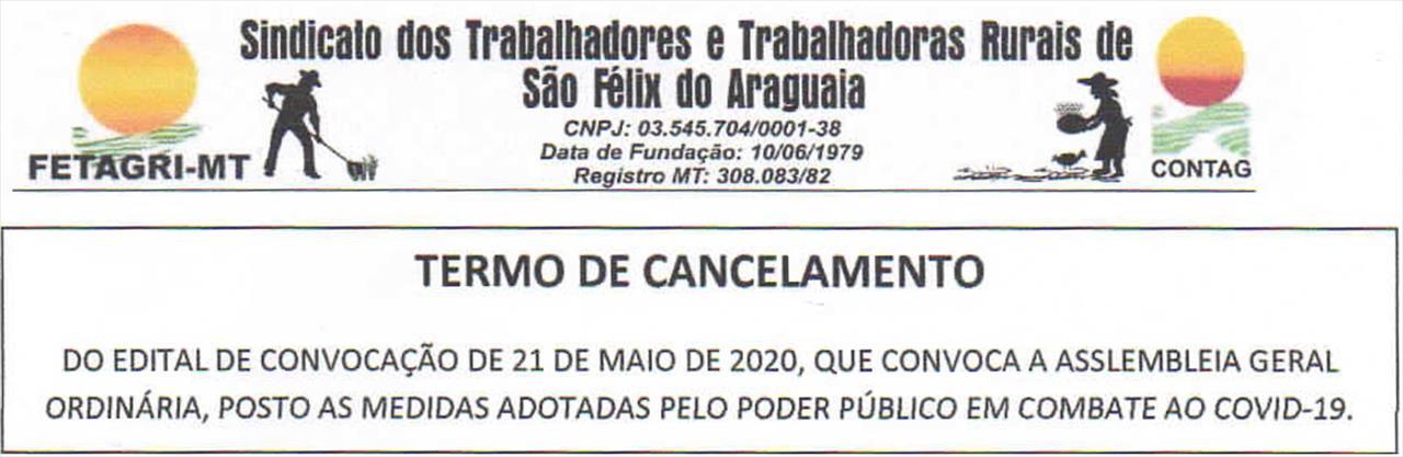 Termo de Cancelamento do Sindicato dos Trabalhadores e Trabalhadoras Rurais de São Félix do Araguaia- MT