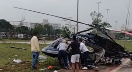 Helicóptero cai com duas pessoas a bordo na zona sul de São Paulo
