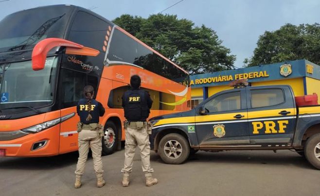 Em Sorriso, ônibus que voltava de Brasília é apreendido pela PRF