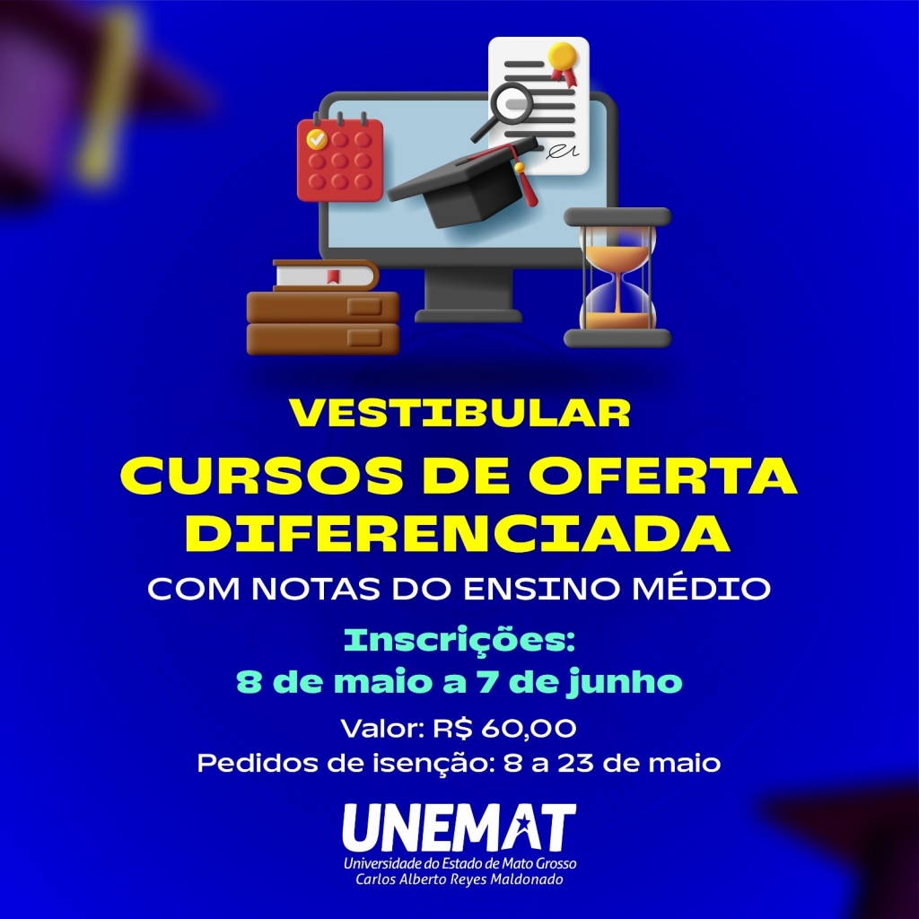 Smec informa a população de São Félix do Araguaia que estão abertas as inscrições para os cursos de Pedagogia e História pela Unemat