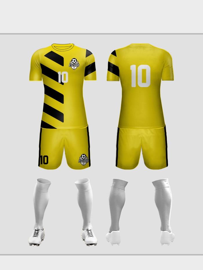 Uniforme amarelo com listras pretas