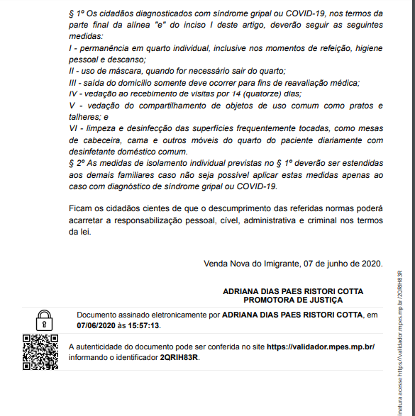 Comunicado do Ministério Público do Estado do Espírito Santo e Promotoria de Justiça de VNI Comunicado do Ministério Público do Estado do Espírito Santo e Promotoria de Justiça de VNI