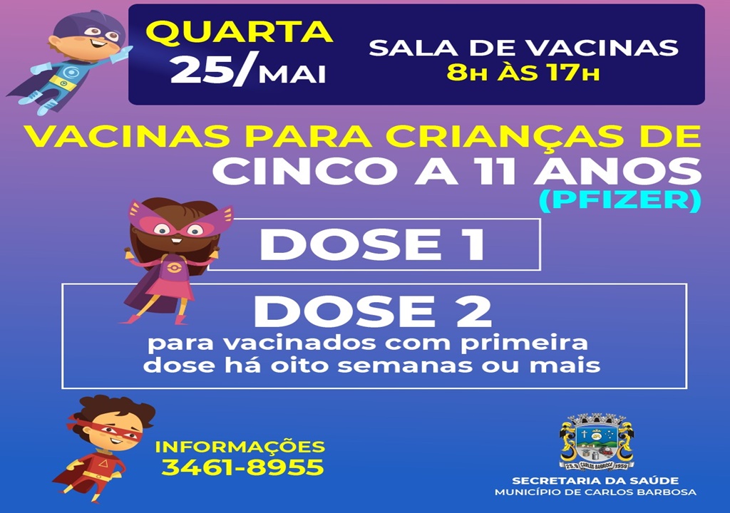 Crianças podem se imunizar contra a Covid-19 nesta quarta-feira, 25, em Barbosa