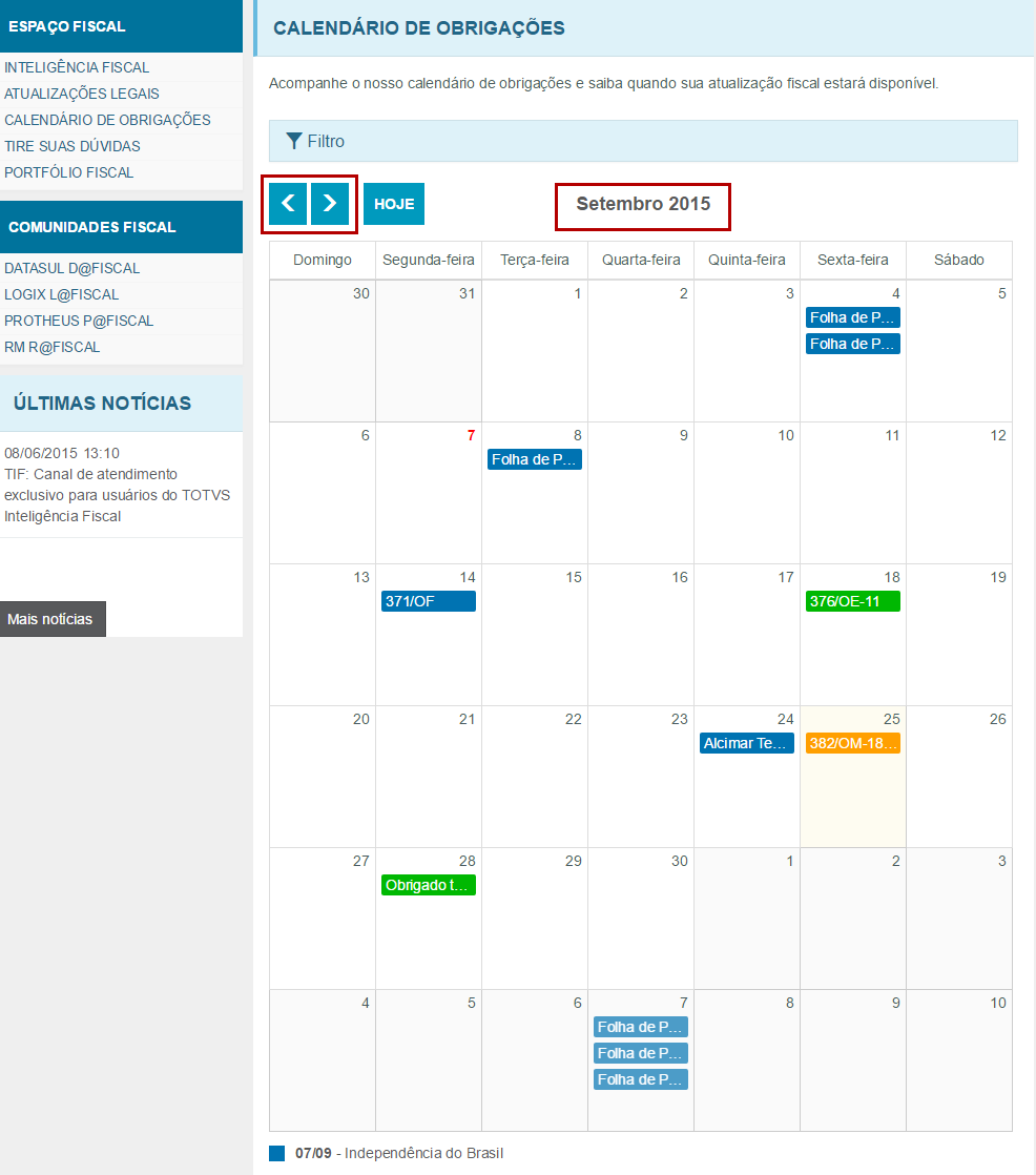 Calendário de Obrigações
