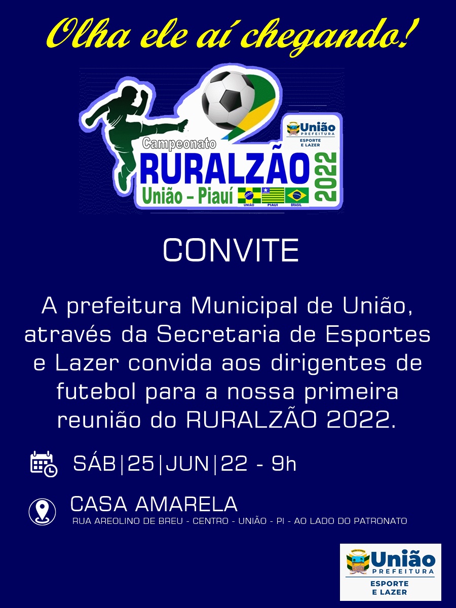 Comunicado: Secretaria de Esportes e Lazer do município de União informa