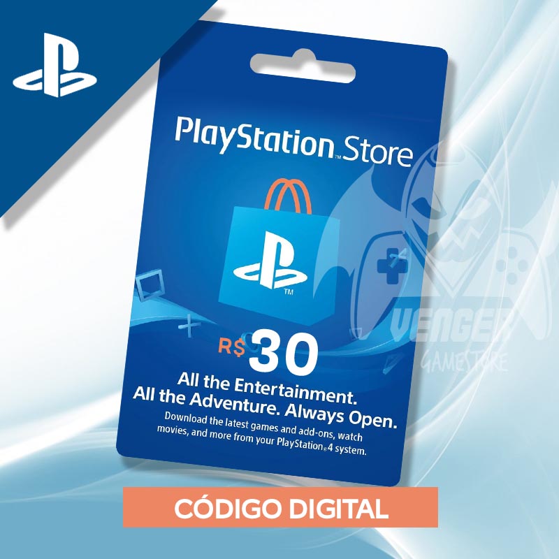 Cartão PSN R$30 PlayStation Store - Cartão Presente Digital - Venger Games