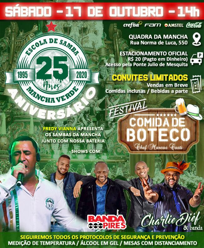 MANCHA VERDE PREPARA FESTA PARA COMEMORAR SEUS 25 ANOS DE EXISTÊNCIA NO DIA (17) DE OUTUBRO EM SUA QUADRA