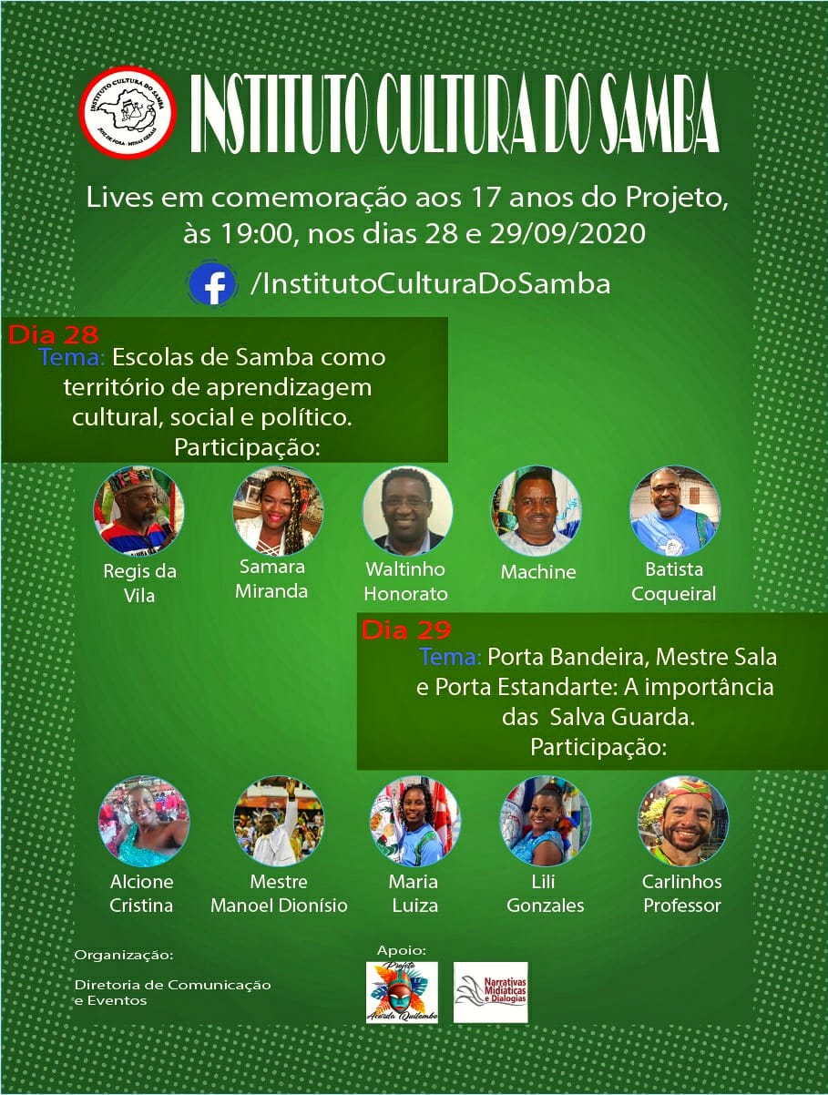 INSTITUTO CULTURA DO SAMBA COMEMORA 17 ANOS COM TRANSMISSÕES AO VIVO