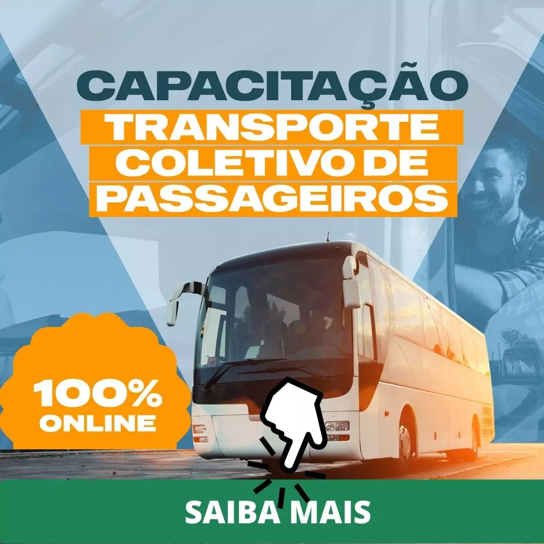 A imagem mostra a divulgação do Curso online do Transporte Coletivo de Passageiros