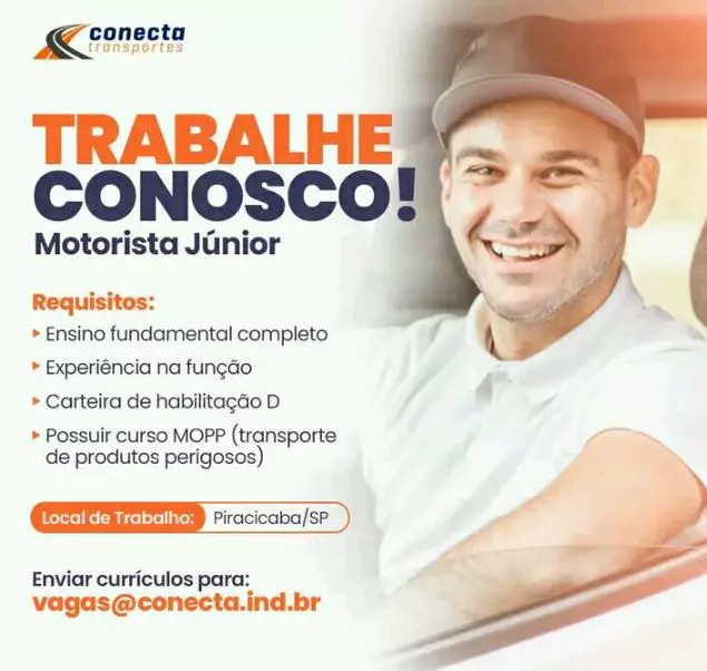 A imagem mostra a  Divulgação das vagas da empresa Conecta Transportes