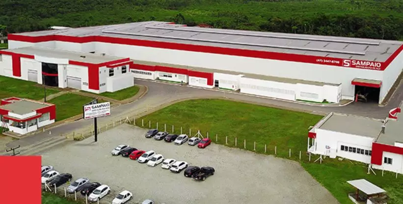 A foto mostra a fábrica da Sampaio Distribuidora de Aços