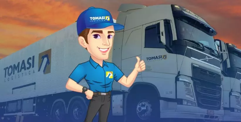 A foto mostra duas carretas da empresa Tomasi Logística