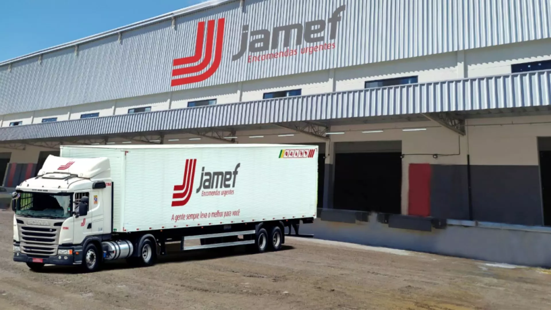 A foto mostra uma carreta da Jamef