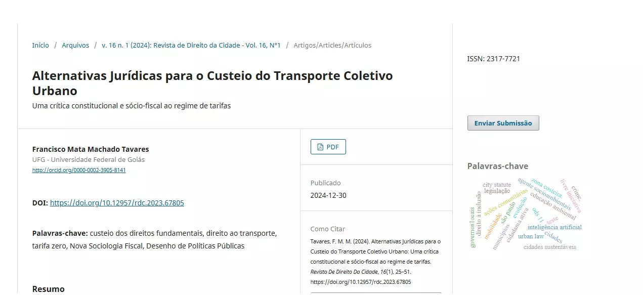 Alternativas Jurídicas para o Custeio do Transporte Coletivo Urbano