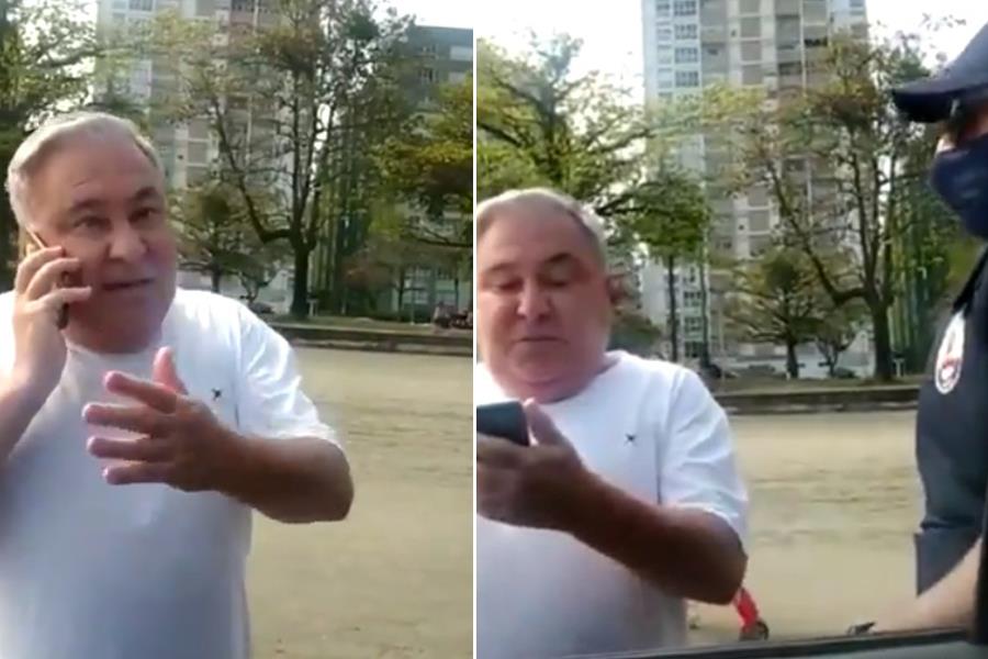 Sem máscara, desembargador é multado, chama guarda municipal de analfabeto e rasga multa