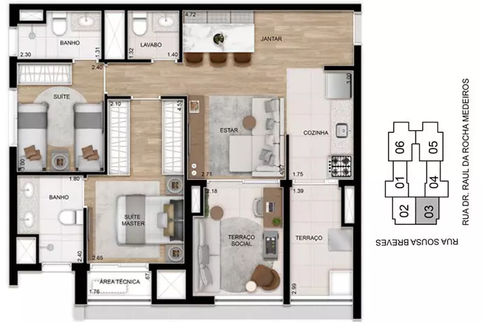 Planta 76m²